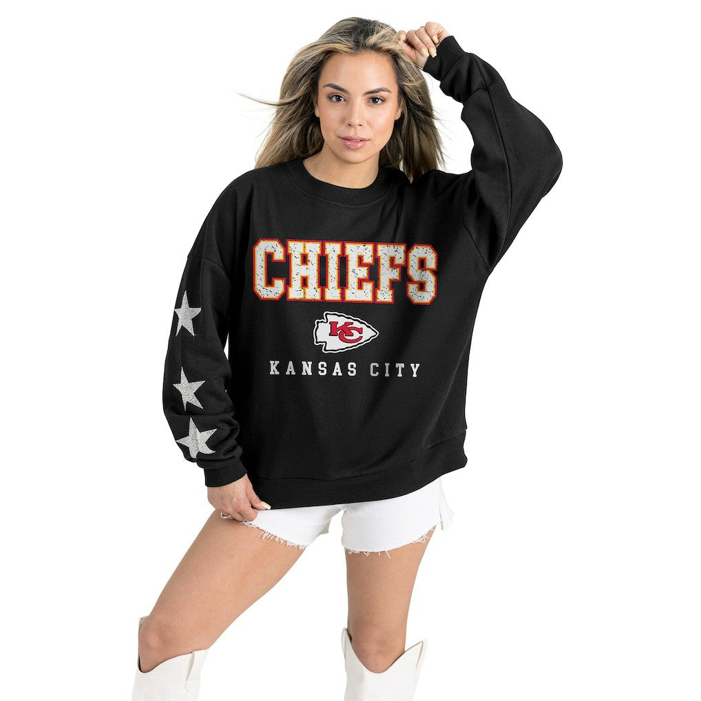 Kansas City Chiefs Gameday Couture Women's Velocity Relaxed Rhinestone Pullover Sweatshirt - Black online
