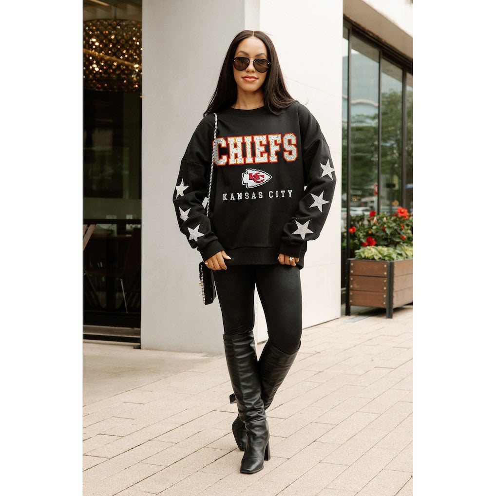 Kansas City Chiefs Gameday Couture Women's Velocity Relaxed Rhinestone Pullover Sweatshirt - Black online