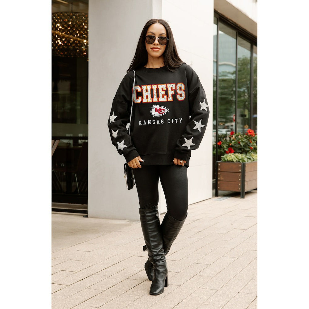 Kansas City Chiefs Gameday Couture Women's Velocity Relaxed Rhinestone Pullover Sweatshirt - Black online