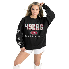 San Francisco 49ers Gameday Couture Women's Velocity Relaxed Rhinestone Pullover Sweatshirt - Black on sale