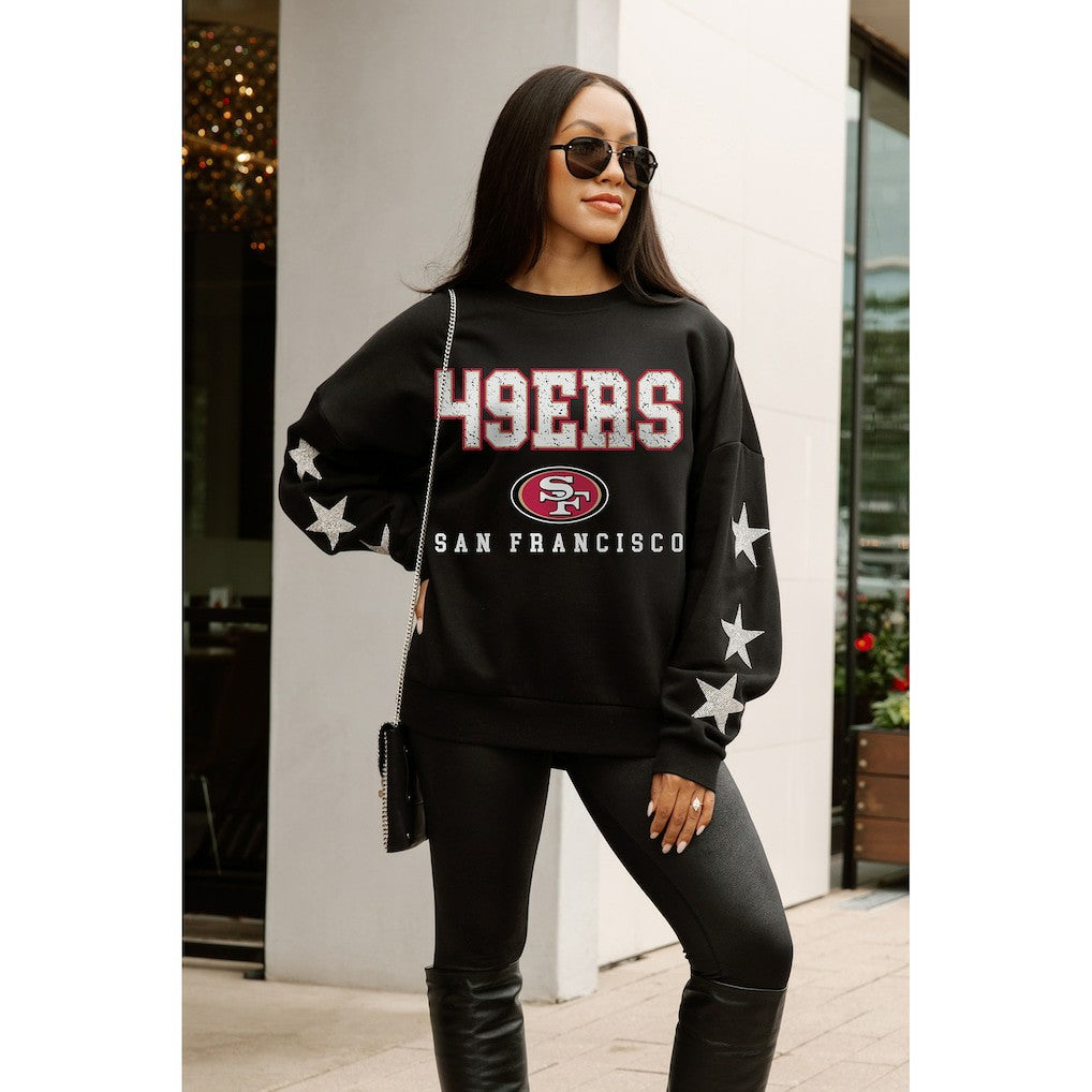 San Francisco 49ers Gameday Couture Women's Velocity Relaxed Rhinestone Pullover Sweatshirt - Black on sale