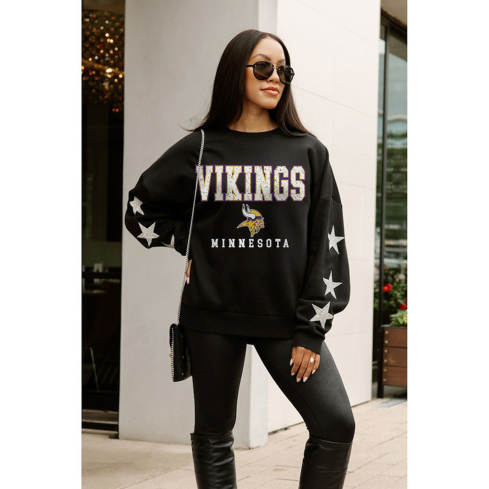 Minnesota Vikings Gameday Couture Women's Velocity Relaxed Rhinestone Pullover Sweatshirt - Black for sale