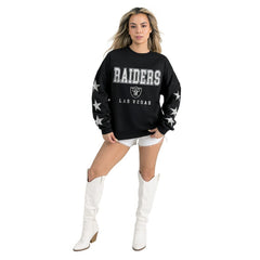Las Vegas Raiders Gameday Couture Women's Velocity Relaxed Rhinestone Pullover Sweatshirt - Black cheap