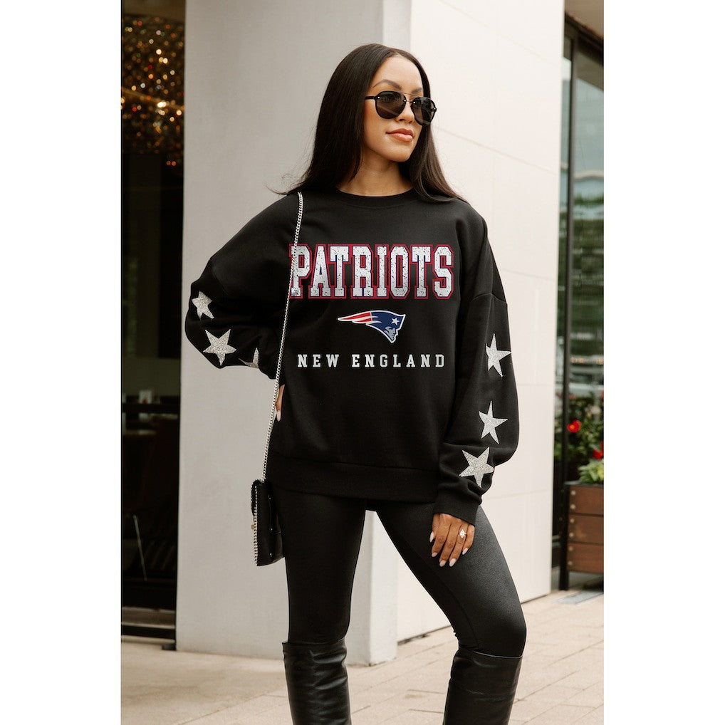 New England Patriots Gameday Couture Women's Velocity Relaxed Rhinestone Pullover Sweatshirt - Black cheap