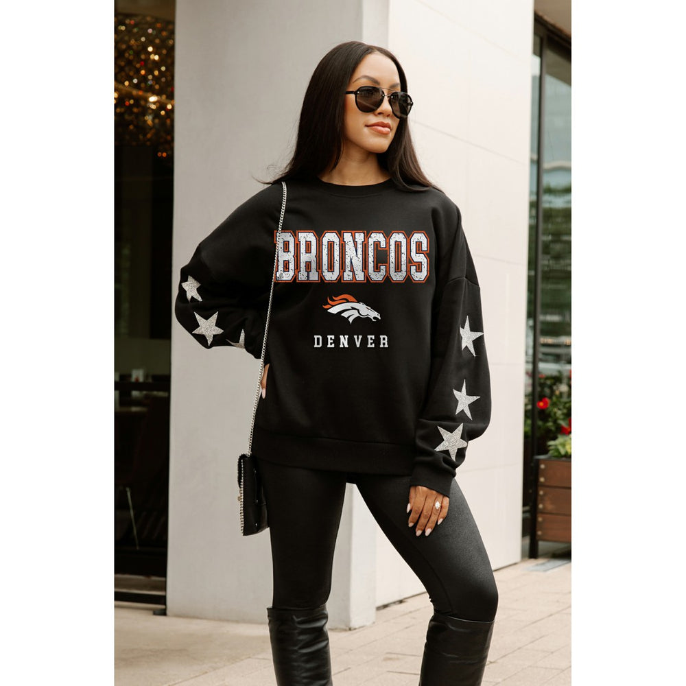 Denver Broncos Gameday Couture Women's Velocity Relaxed Rhinestone Pullover Sweatshirt - Black cheap
