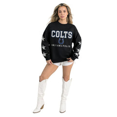 Indianapolis Colts Gameday Couture Women's Velocity Relaxed Rhinestone Pullover Sweatshirt - Black sale