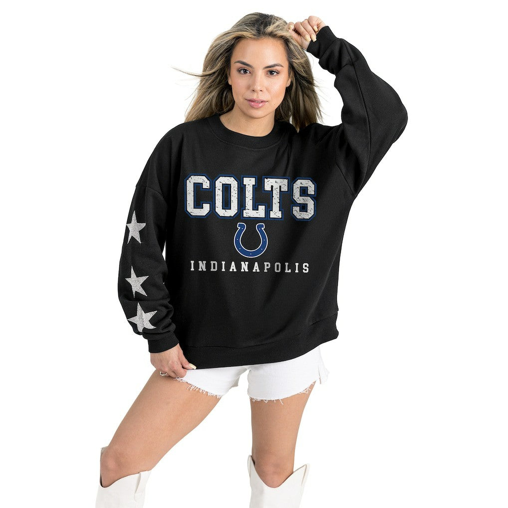 Indianapolis Colts Gameday Couture Women's Velocity Relaxed Rhinestone Pullover Sweatshirt - Black sale