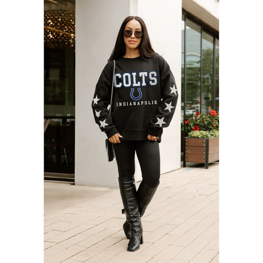 Indianapolis Colts Gameday Couture Women's Velocity Relaxed Rhinestone Pullover Sweatshirt - Black sale