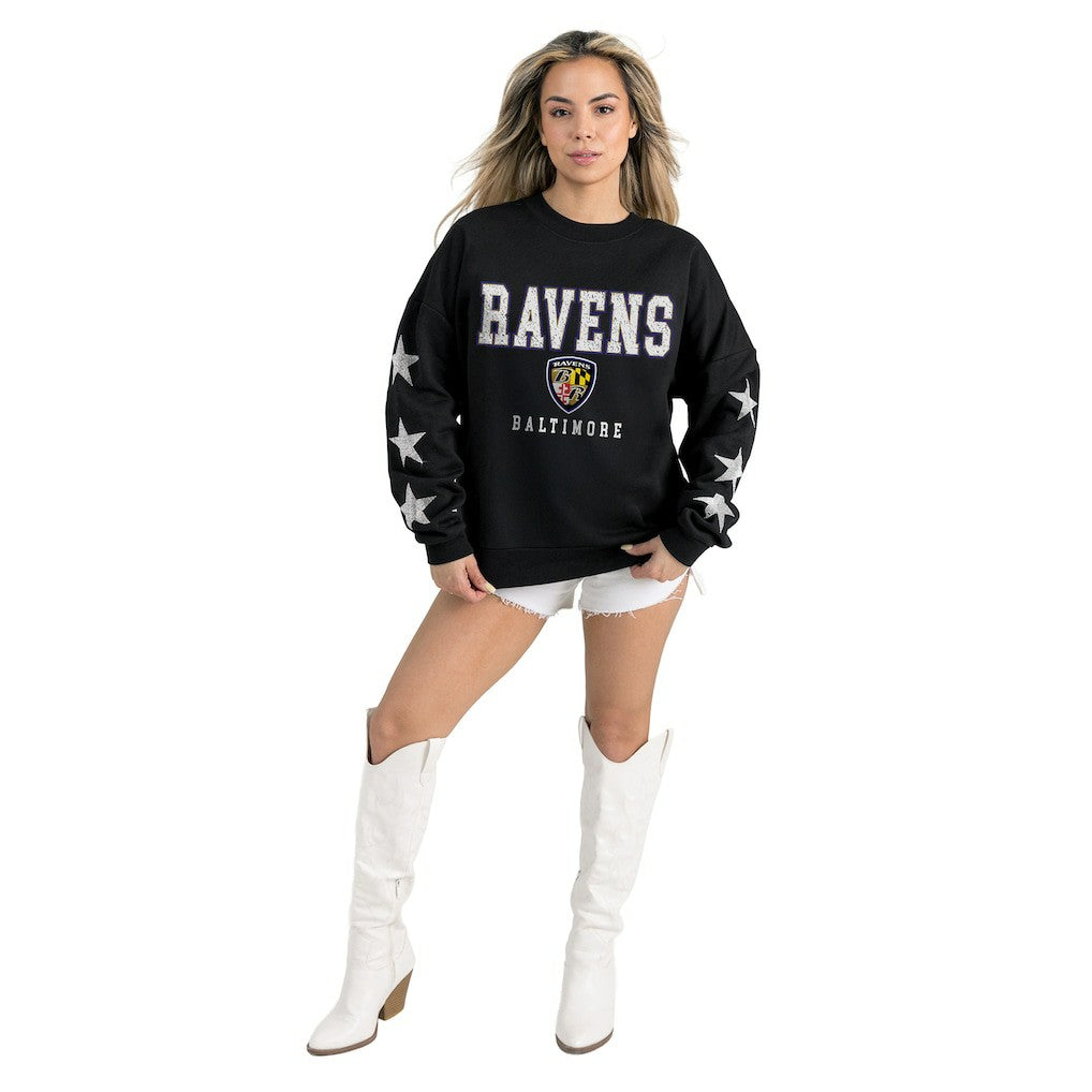Baltimore Ravens Gameday Couture Women's Velocity Relaxed Rhinestone Pullover Sweatshirt - Black sale