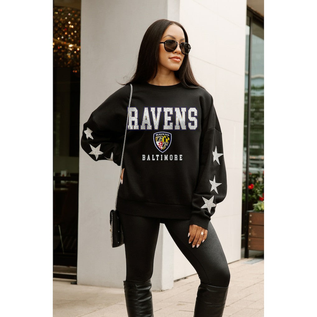 Baltimore Ravens Gameday Couture Women's Velocity Relaxed Rhinestone Pullover Sweatshirt - Black sale