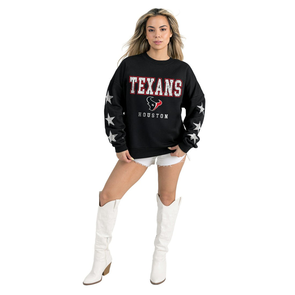 Houston Texans Gameday Couture Women's Velocity Relaxed Rhinestone Pullover Sweatshirt - Black discount