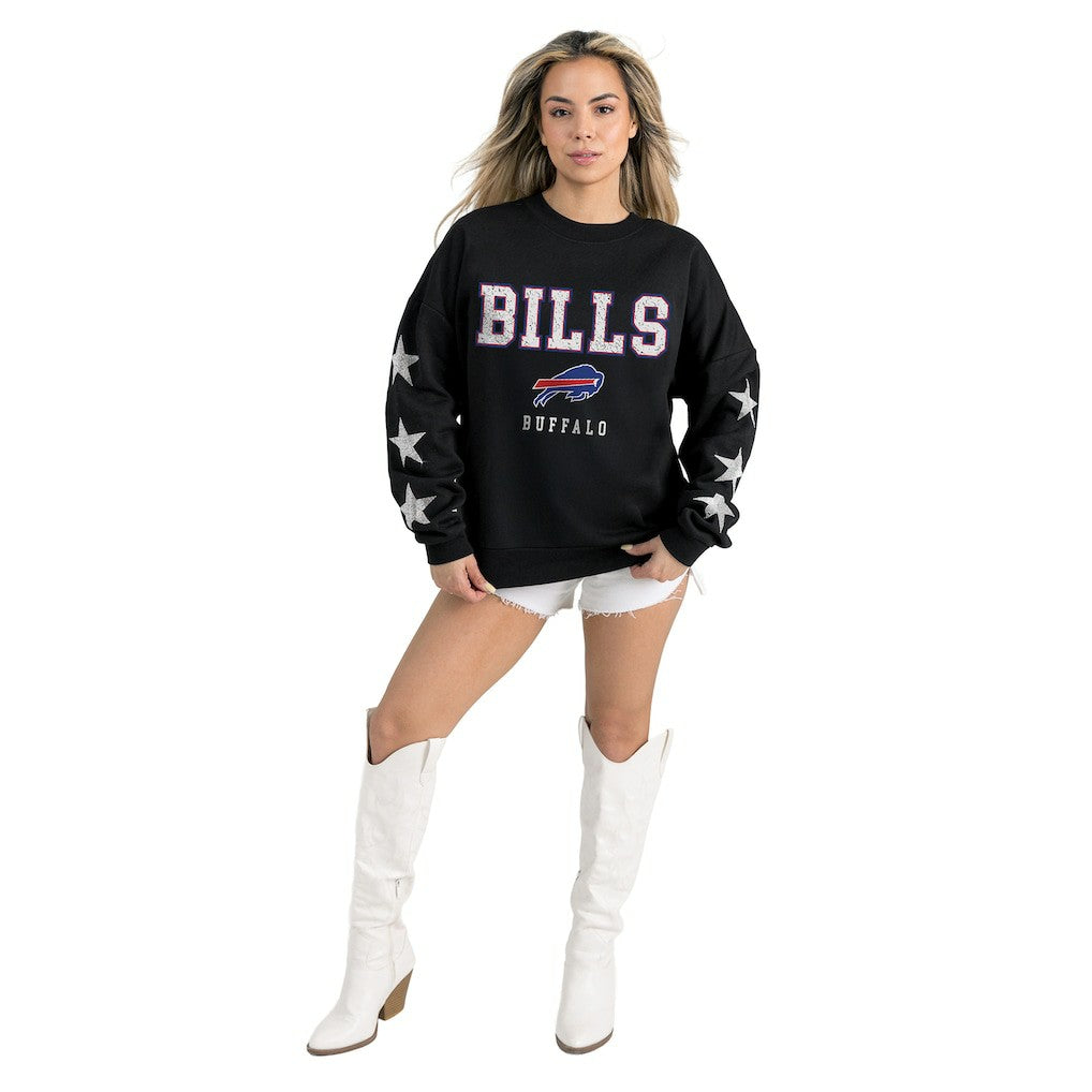 Buffalo Bills Gameday Couture Women's Velocity Relaxed Rhinestone Pullover Sweatshirt - Black cheap