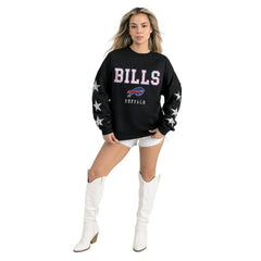 Buffalo Bills Gameday Couture Women's Velocity Relaxed Rhinestone Pullover Sweatshirt - Black cheap