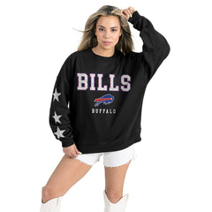 Buffalo Bills Gameday Couture Women's Velocity Relaxed Rhinestone Pullover Sweatshirt - Black cheap