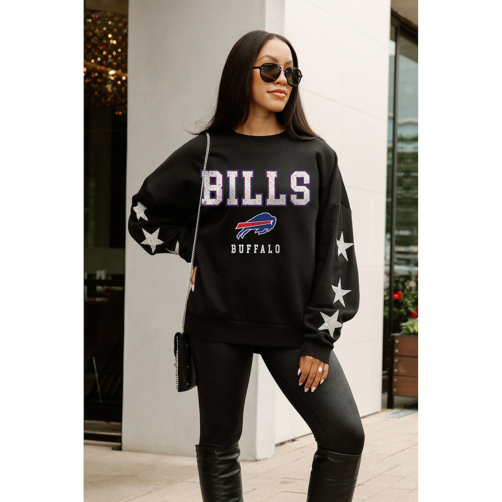 Buffalo Bills Gameday Couture Women's Velocity Relaxed Rhinestone Pullover Sweatshirt - Black cheap