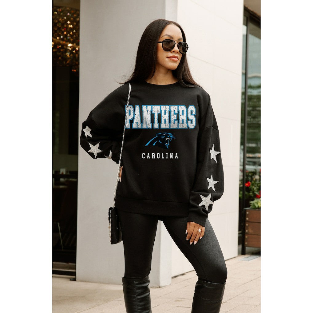 Carolina Panthers Gameday Couture Women's Velocity Relaxed Rhinestone Pullover Sweatshirt - Black sale