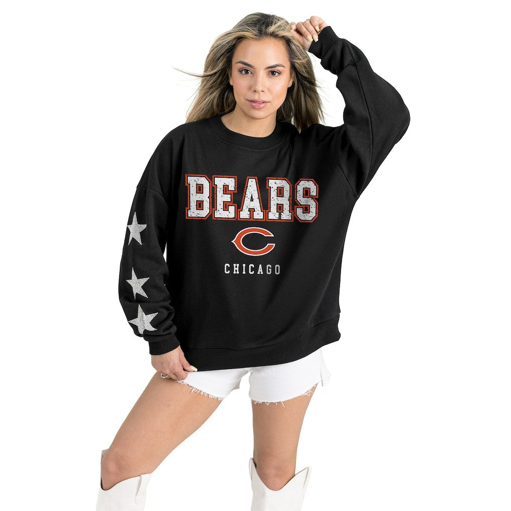 Chicago Bears Gameday Couture Women's Velocity Relaxed Rhinestone Pullover Sweatshirt - Black for sale