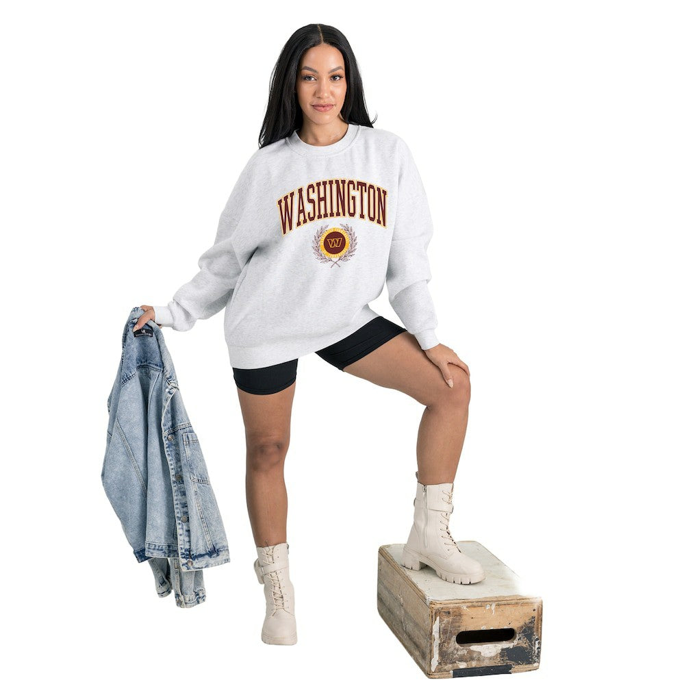 Washington Commanders Gameday Couture Women's Traditional Logo Oversized Premium Fleece Pullover Sweatshirt - Ash online