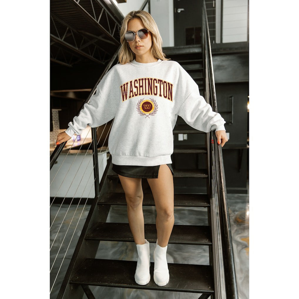 Washington Commanders Gameday Couture Women's Traditional Logo Oversized Premium Fleece Pullover Sweatshirt - Ash online