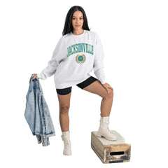 Jacksonville Jaguars Gameday Couture Women's Traditional Logo Oversized Premium Fleece Pullover Sweatshirt - Ash cheap
