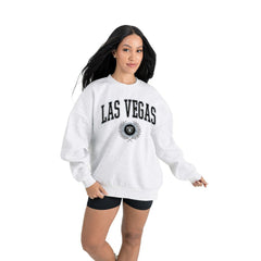 Las Vegas Raiders Gameday Couture Women's Traditional Logo Oversized Premium Fleece Pullover Sweatshirt - Ash on sale