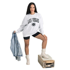 Las Vegas Raiders Gameday Couture Women's Traditional Logo Oversized Premium Fleece Pullover Sweatshirt - Ash on sale