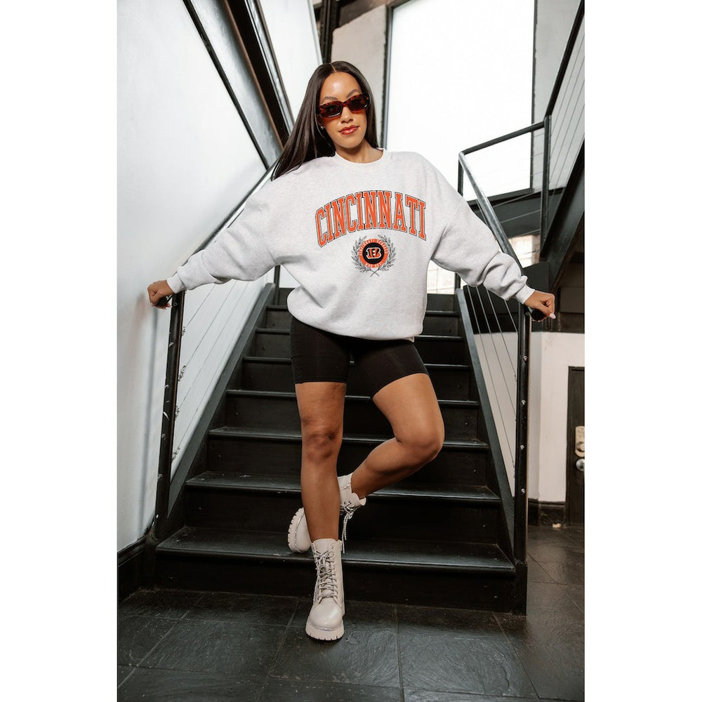 Cincinnati Bengals Gameday Couture Women's Traditional Logo Oversized Premium Fleece Pullover Sweatshirt - Ash cheap