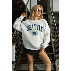 Seattle Seahawks Gameday Couture Women's Traditional Logo Oversized Premium Fleece Pullover Sweatshirt - Ash online