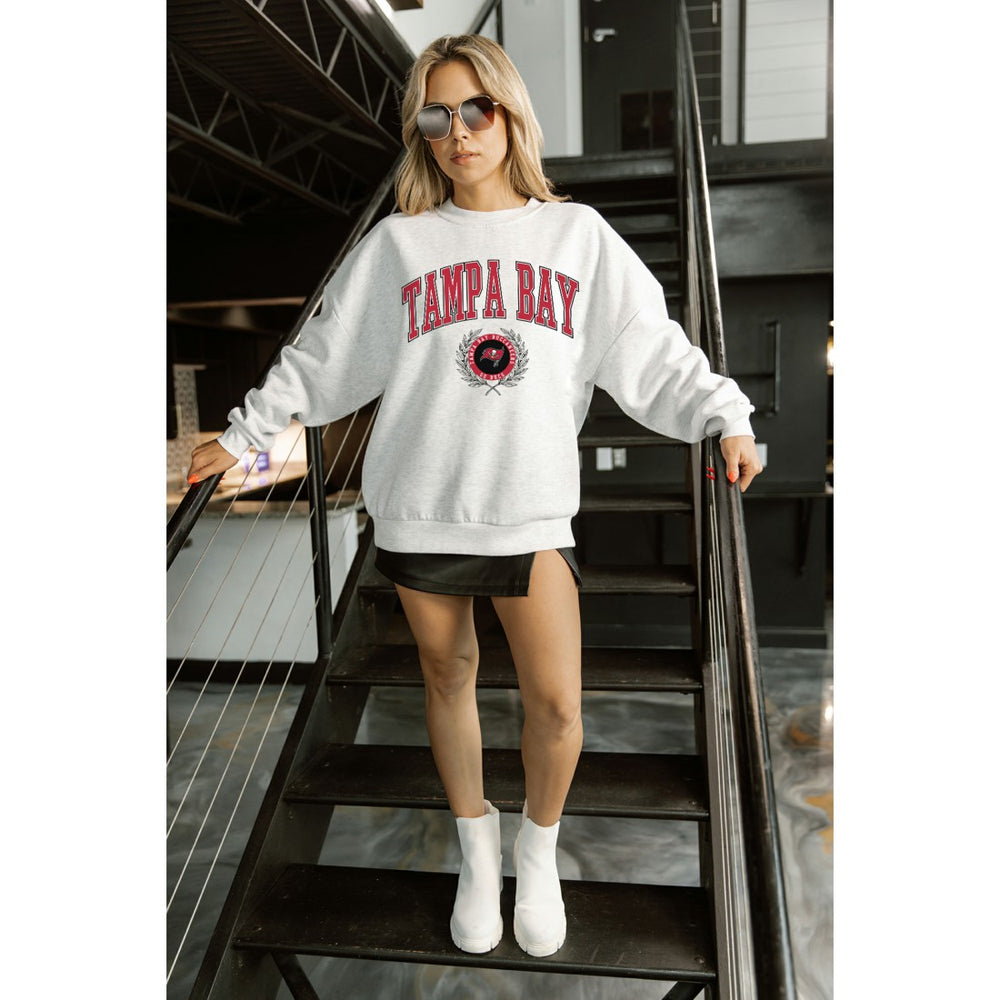 Tampa Bay Buccaneers Gameday Couture Women's Traditional Logo Oversized Premium Fleece Pullover Sweatshirt - Ash outlet