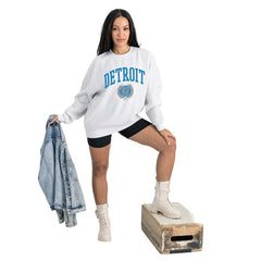Detroit Lions Gameday Couture Women's Traditional Logo Oversized Premium Fleece Pullover Sweatshirt - Ash online