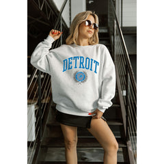 Detroit Lions Gameday Couture Women's Traditional Logo Oversized Premium Fleece Pullover Sweatshirt - Ash online