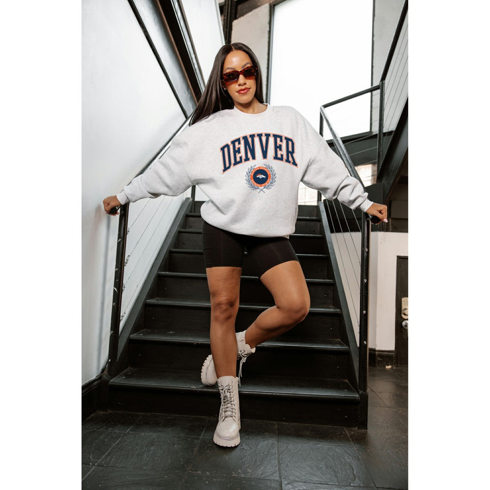Denver Broncos Gameday Couture Women's Traditional Logo Oversized Premium Fleece Pullover Sweatshirt - Ash discount