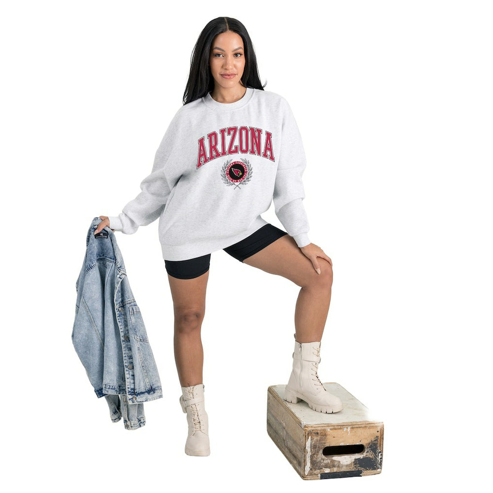 Arizona Cardinals Gameday Couture Women's Traditional Logo Oversized Premium Fleece Pullover Sweatshirt - Ash sale