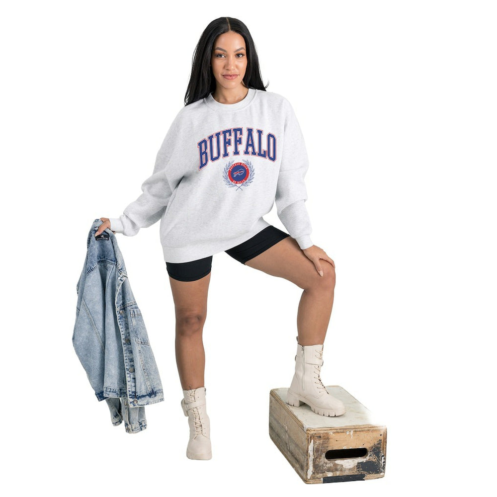 Buffalo Bills Gameday Couture Women's Traditional Logo Oversized Premium Fleece Pullover Sweatshirt - Ash outlet