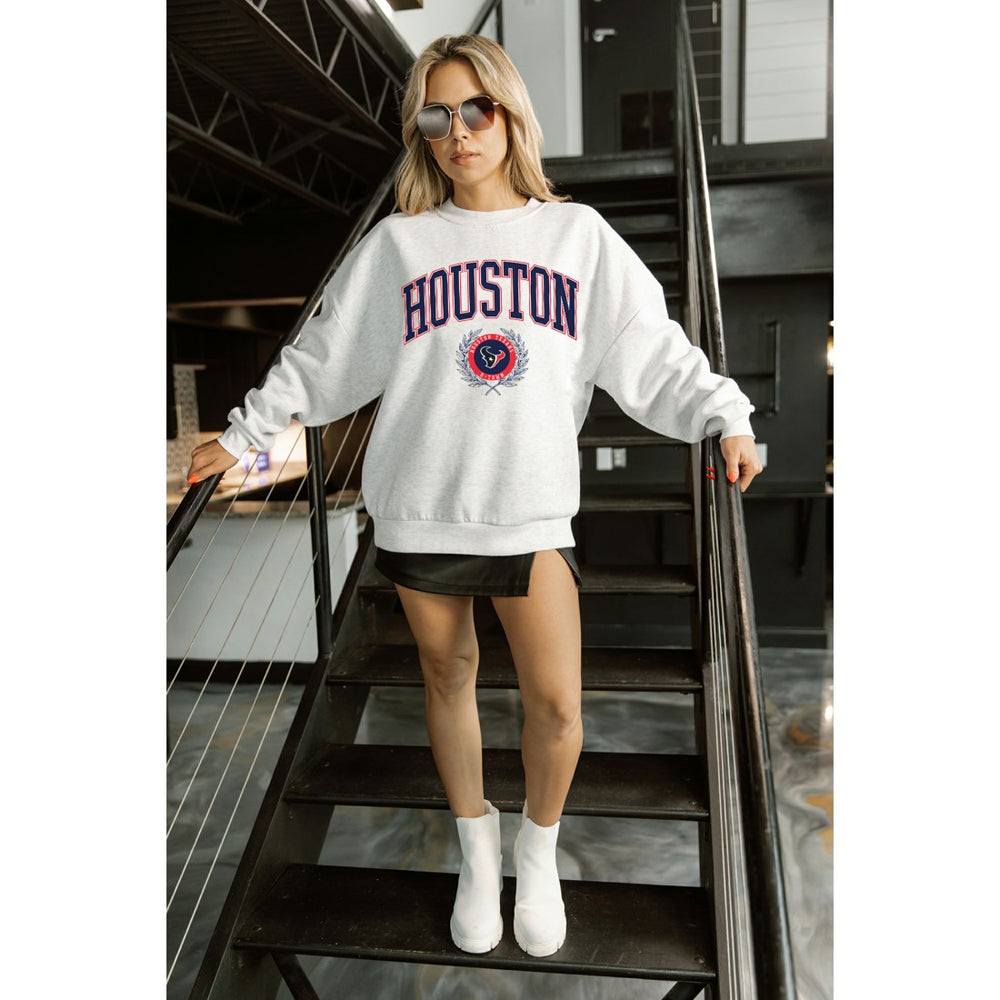 Houston Texans Gameday Couture Women's Traditional Logo Oversized Premium Fleece Pullover Sweatshirt - Ash for sale