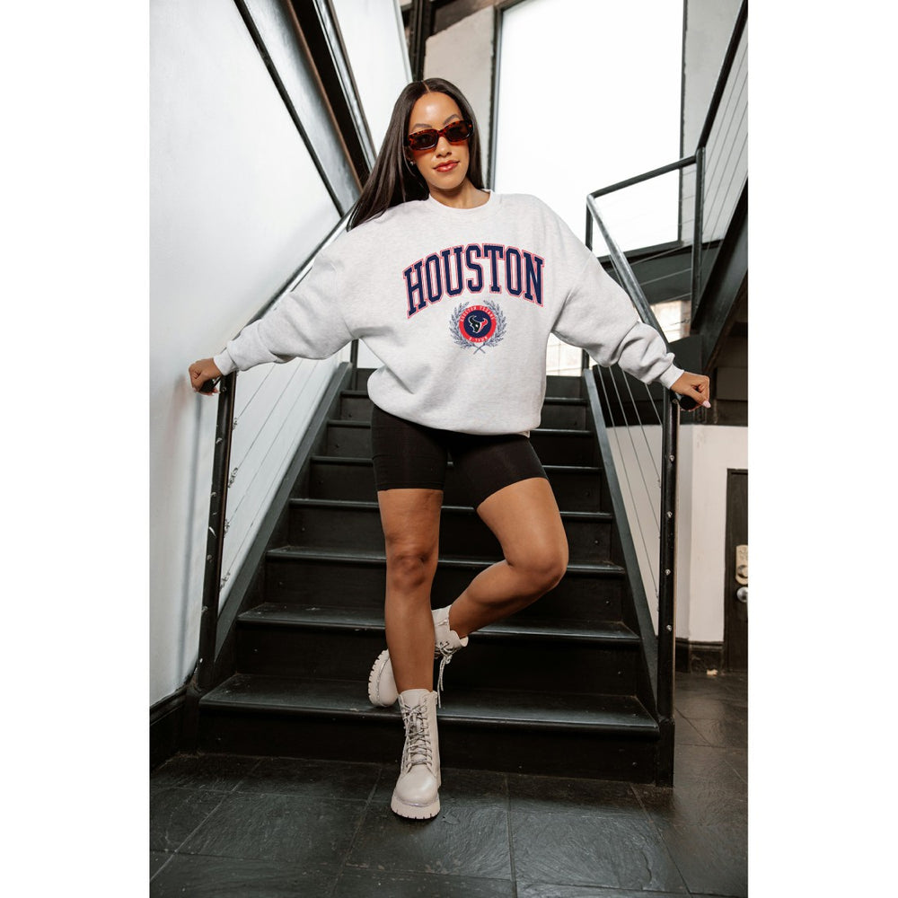 Houston Texans Gameday Couture Women's Traditional Logo Oversized Premium Fleece Pullover Sweatshirt - Ash for sale