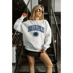 Indianapolis Colts Gameday Couture Women's Traditional Logo Oversized Premium Fleece Pullover Sweatshirt - Ash online