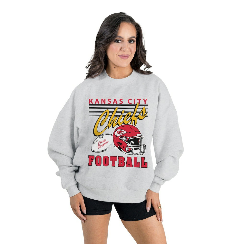 Kansas City Chiefs Gameday Couture Women's Home Turf Oversized Premium Fleece Pullover Sweatshirt - Ash cheap