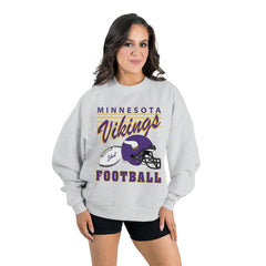 Minnesota Vikings Gameday Couture Women's Home Turf Oversized Premium Fleece Pullover Sweatshirt - Ash for sale