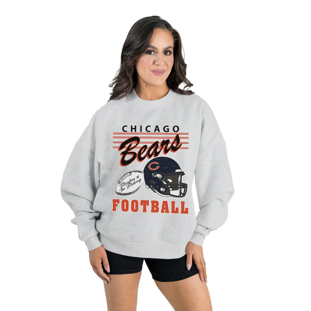 Chicago Bears Gameday Couture Women's Home Turf Oversized Premium Fleece Pullover Sweatshirt - Ash sale