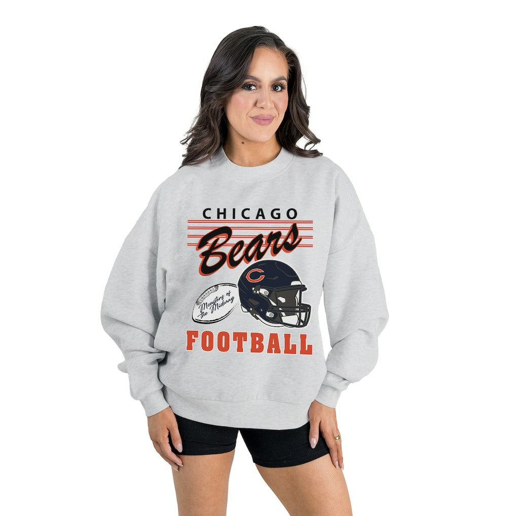 Chicago Bears Gameday Couture Women's Home Turf Oversized Premium Fleece Pullover Sweatshirt - Ash sale