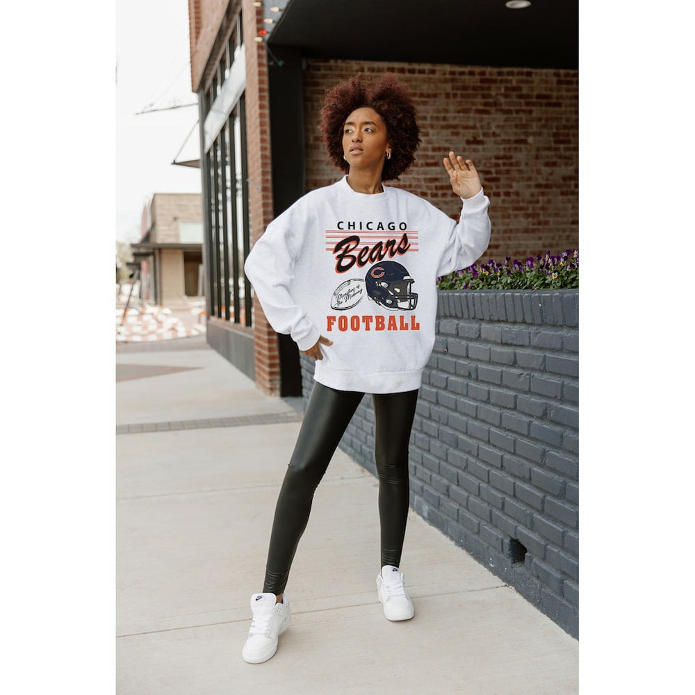 Chicago Bears Gameday Couture Women's Home Turf Oversized Premium Fleece Pullover Sweatshirt - Ash sale