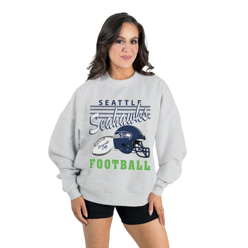 Seattle Seahawks Gameday Couture Women's Home Turf Oversized Premium Fleece Pullover Sweatshirt - Ash sale