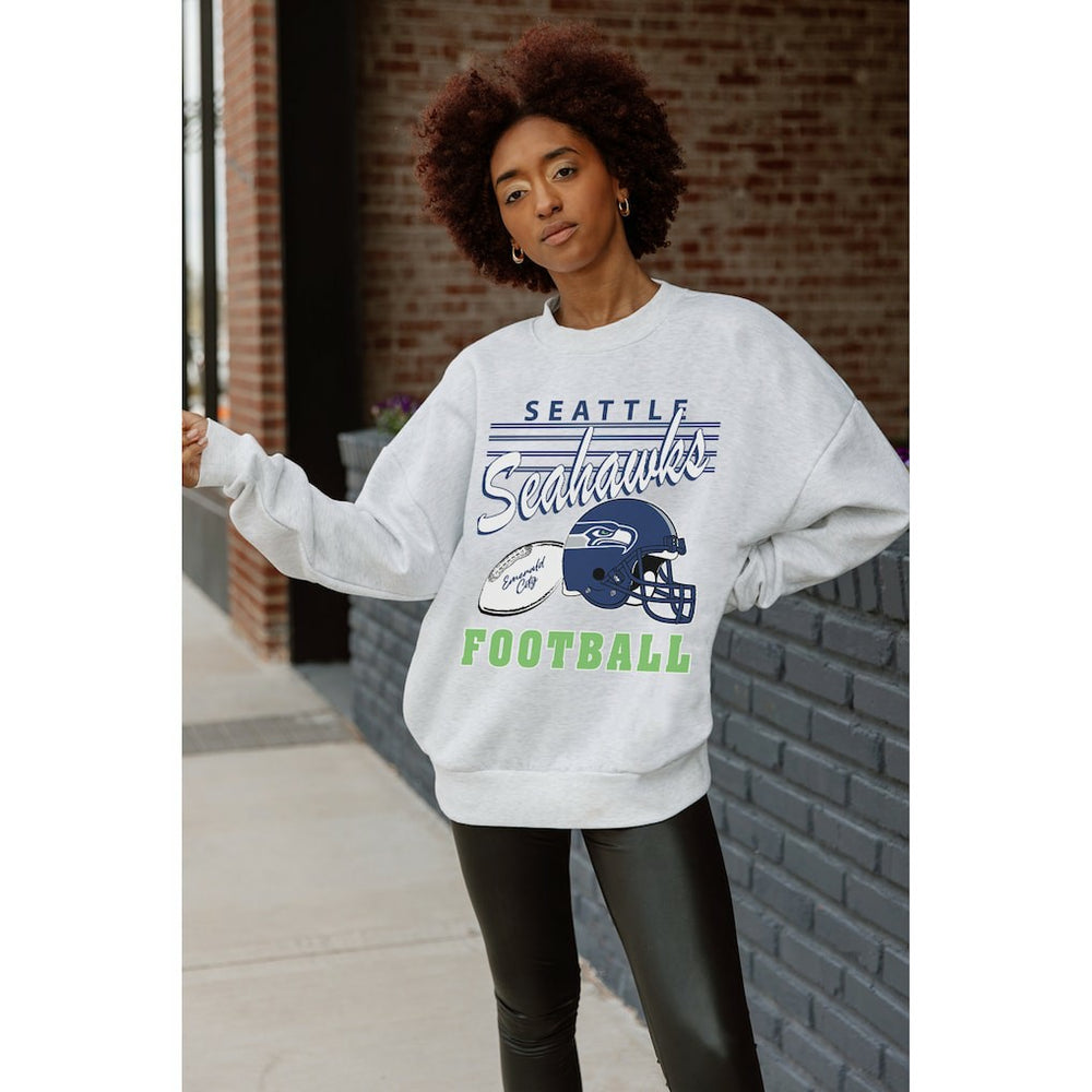 Seattle Seahawks Gameday Couture Women's Home Turf Oversized Premium Fleece Pullover Sweatshirt - Ash sale