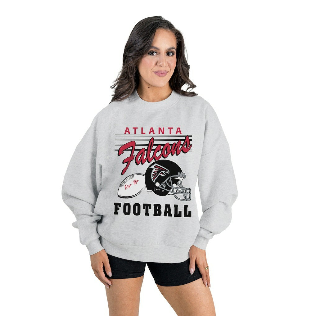 Atlanta Falcons Gameday Couture Women's Home Turf Oversized Premium Fleece Pullover Sweatshirt - Ash online