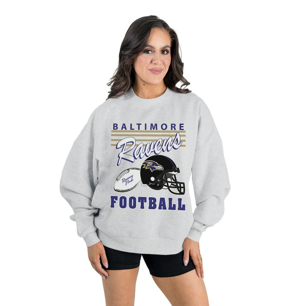 Baltimore Ravens Gameday Couture Women's Home Turf Oversized Premium Fleece Pullover Sweatshirt - Ash outlet
