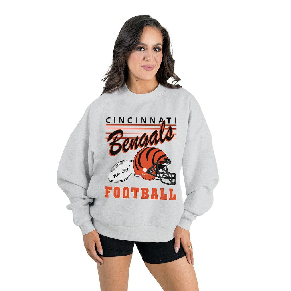 Cincinnati Bengals Gameday Couture Women's Home Turf Oversized Premium Fleece Pullover Sweatshirt - Ash for sale