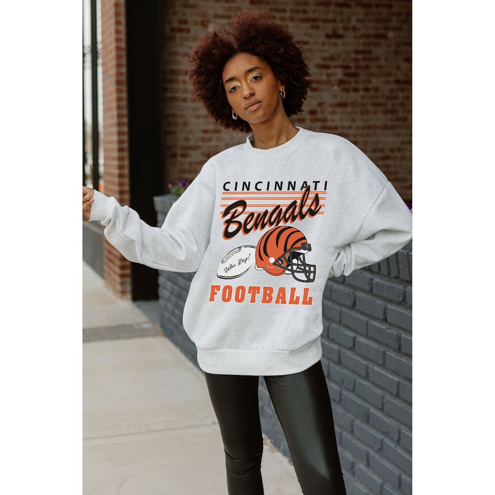 Cincinnati Bengals Gameday Couture Women's Home Turf Oversized Premium Fleece Pullover Sweatshirt - Ash for sale