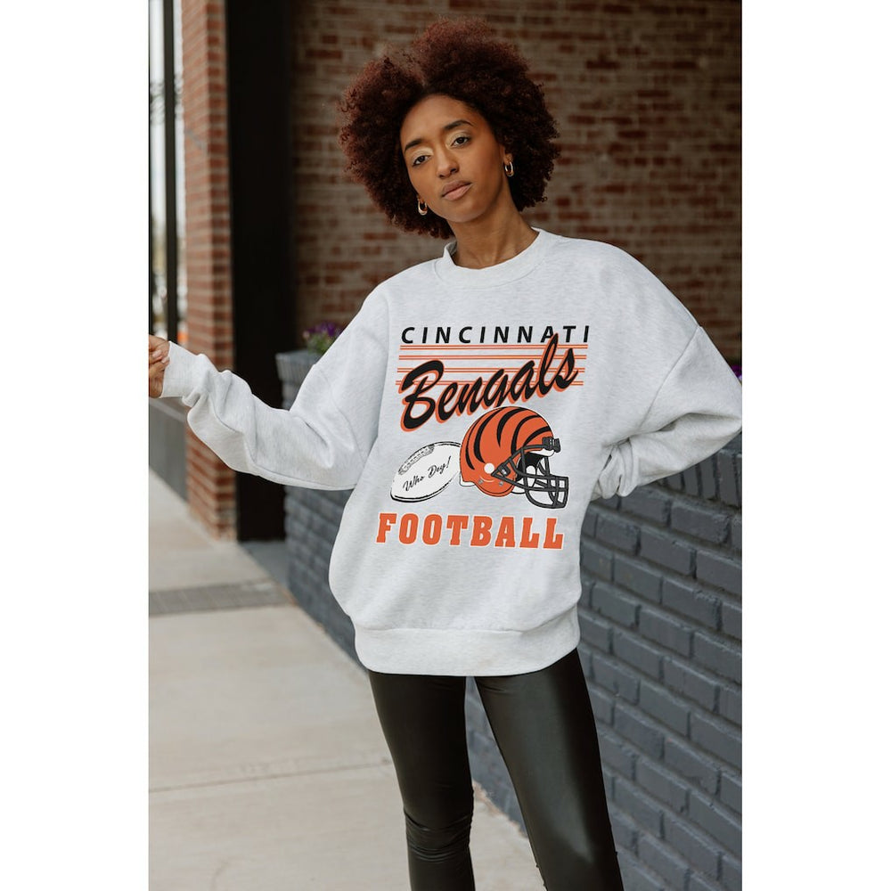 Cincinnati Bengals Gameday Couture Women's Home Turf Oversized Premium Fleece Pullover Sweatshirt - Ash for sale