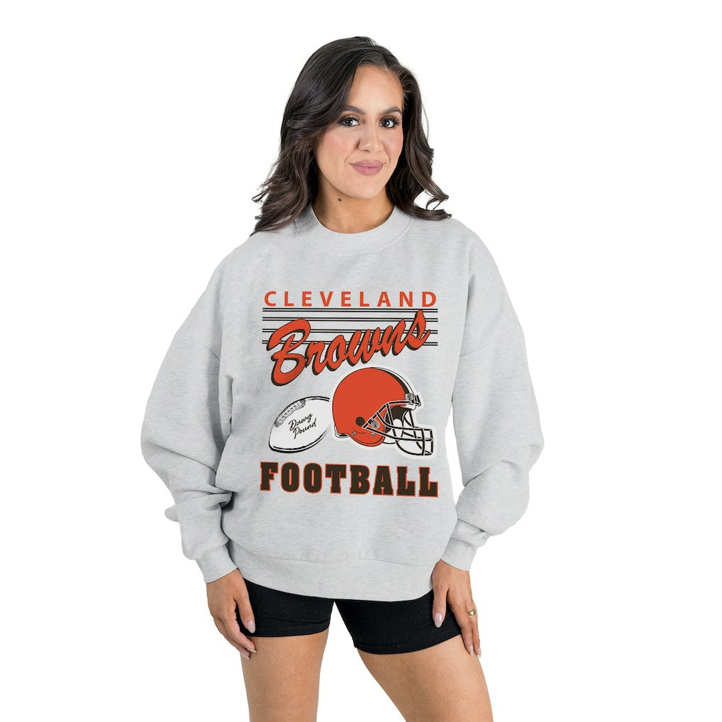 Cleveland Browns Gameday Couture Women's Home Turf Oversized Premium Fleece Pullover Sweatshirt - Ash cheap